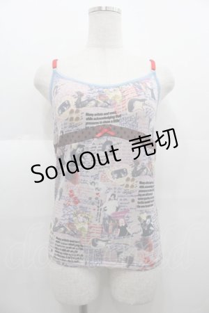 画像: HYSTERIC GLAMOUR / LOVE DIARIES総柄カップ付きキャミソール  ピンク I-25-08-25-024-PU-TO-HD-ZI