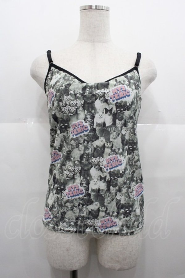 画像1: HYSTERIC GLAMOUR / CAT SCRATCH総柄カップ付きキャミソール  グレー I-25-08-25-025-PU-TO-HD-ZI (1)