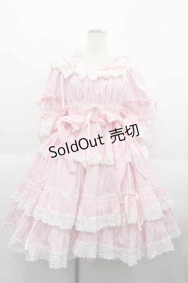 画像1: BABY,THE STARS SHINE BRIGHT / Confiture Ribbonワンピース  ピンクＸ白 I-25-08-25-036-BA-OP-HD-ZI (1)