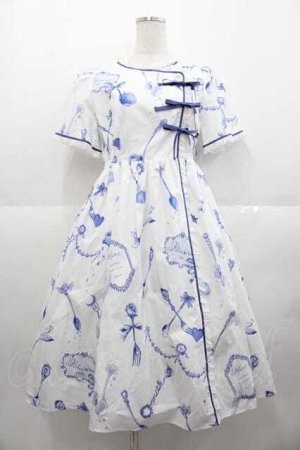 画像: MILK / トワル・ド・ジュイ Dress  白Ｘ青 I-25-09-02-062-ML-OP-HD-ZI