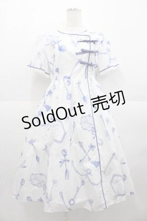 画像: MILK / トワル・ド・ジュイ Dress  白Ｘ青 I-25-09-02-062-ML-OP-HD-ZI