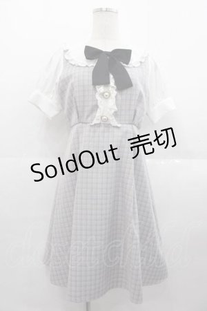 画像: Ank Rouge / チェック半袖ワンピース  グレーチェックＸ白 I-25-09-02-065-CA-OP-HD-ZI