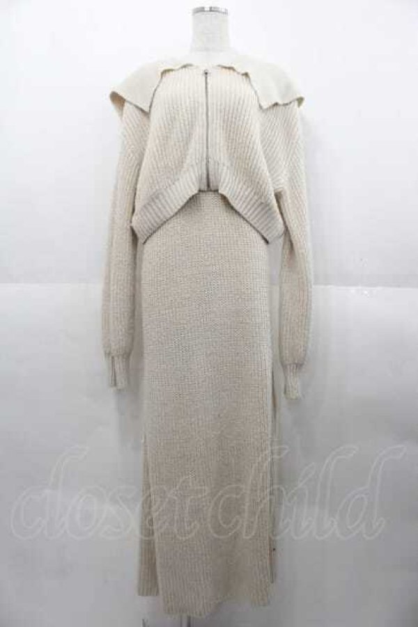 画像1: axes femme / ジップ付きニット×ニットワンピース  アイボリー I-25-09-02-068-AX-OP-HD-ZI (1)