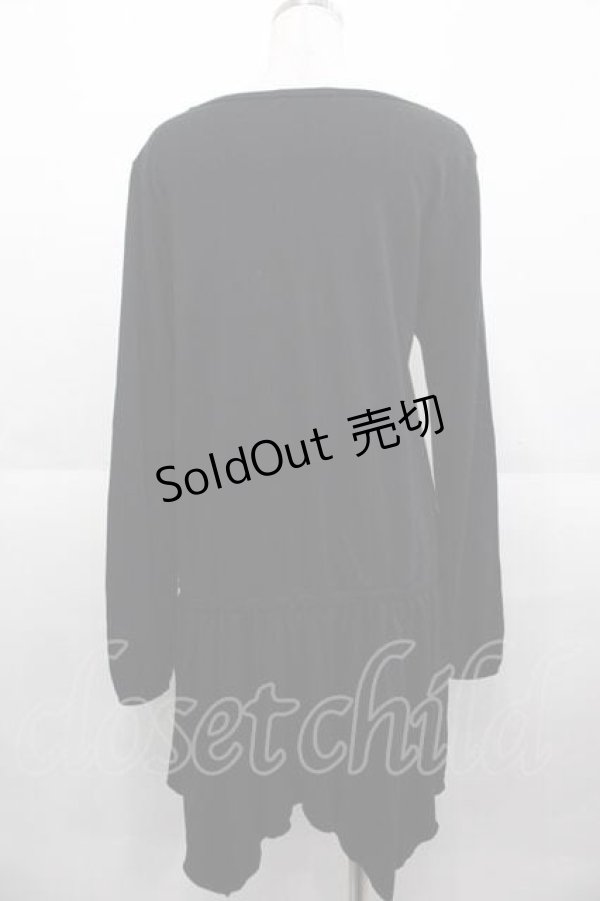 画像2: ALGONQUINS / プリント長袖Tシャツワンピース  ブラック I-25-09-02-071-AL-OP-HD-ZI (2)