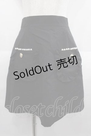 画像: Ank Rouge / サイドパールフリルスカート  黒 I-25-09-02-083-CA-SK-HD-ZI