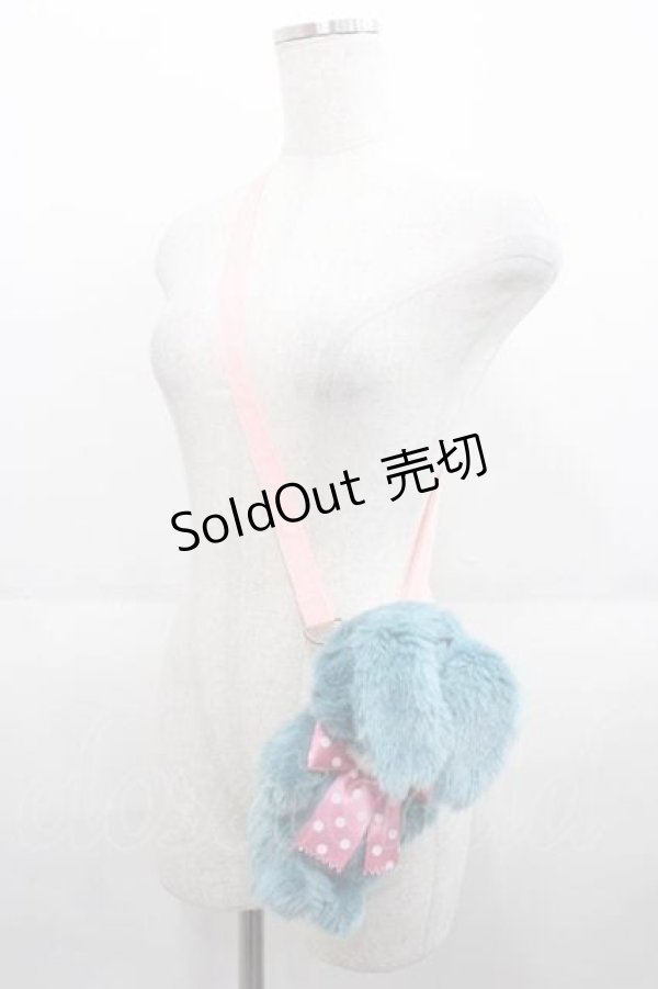 Angelic Pretty / ぴっぴBUNNYぬいぐるみポーチ 青Xピンク I-25
