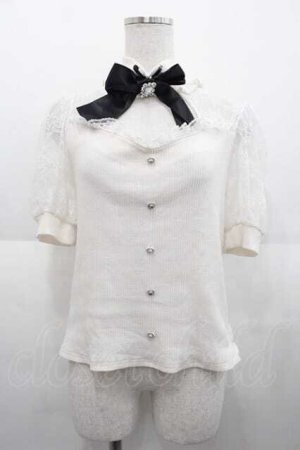 画像: Ank Rouge / チョーカーデザイン半袖トップス  アイボリーＸ黒 I-25-09-02-012-CA-TO-HD-ZI
