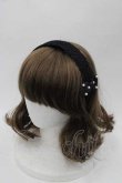 画像1: m petit by misako / リボンパールレースカチューシャ  黒 I-25-09-02-106-LO-AC-HD-ZI (1)