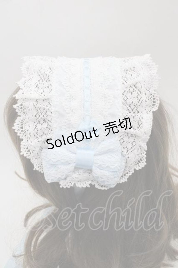 画像2: BABY,THE STARS SHINE BRIGHT / シェリルレーシィヘッドドレス  サックスＸ白 I-25-09-02-115-BA-AC-HD-ZI (2)