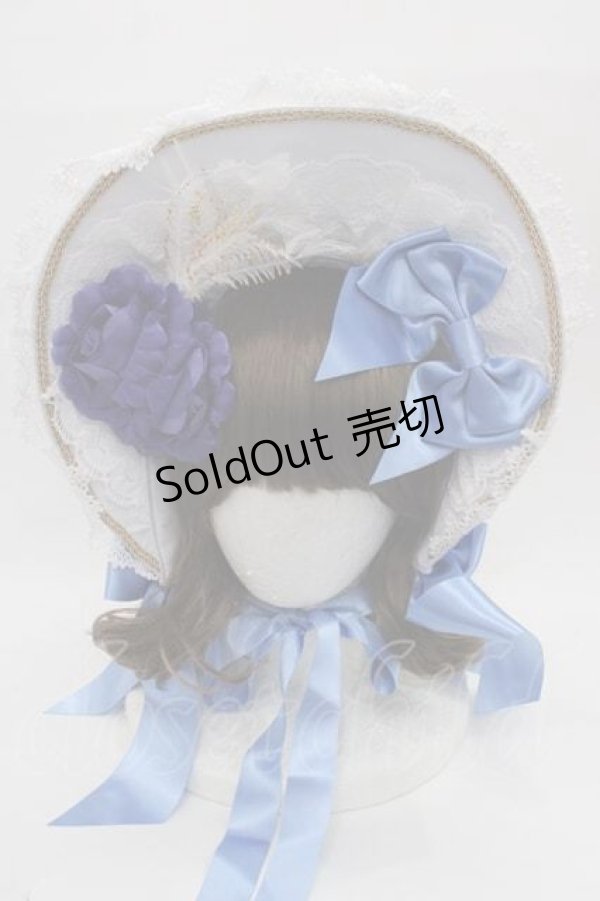 画像1: BABY,THE STARS SHINE BRIGHT / Dreaming Laceボンネット  青Ｘ白 I-25-09-02-119-BA-AC-HD-ZI (1)