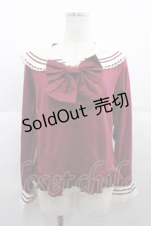画像: Lovely MAXICIMAM / ラブリーうさちゃんのスウィートワンダーランドセーラーカットソー  ボルドー I-25-09-02-016-LO-TO-HD-ZI