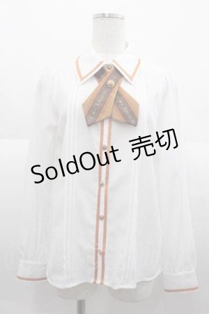 画像: Amavel / Message Stripeクロスタイブラウス  白Ｘブラウン I-25-09-02-003-CA-BL-HD-ZI
