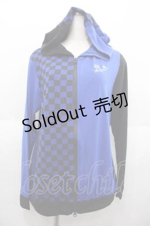 画像: ALGONQUINS / チェッカー柄ジップアップパーカー  ブルー I-25-09-02-029-AL-TO-HD-ZI