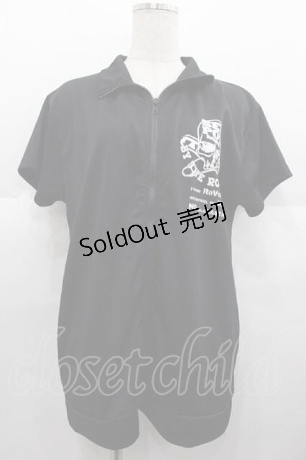 画像1: SEX POT ReVeNGe / 胸元安ピンドクロpt半袖ジャージ  ブラック I-25-09-02-032-SP-TO-HD-ZI (1)