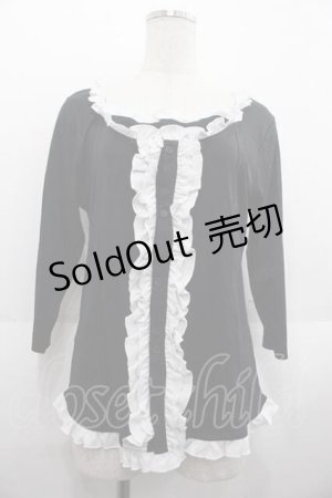 画像: Deorart / フリルカットカーディガン L ブラック×ホワイト I-25-09-02-038-PU-TO-HD-ZI