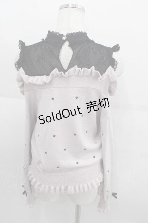画像2: LIZ LISA / ハート刺繍肩あきレイヤードニット  ピンクＸ黒 I-25-09-11-006-LO-TO-HD-ZI (2)