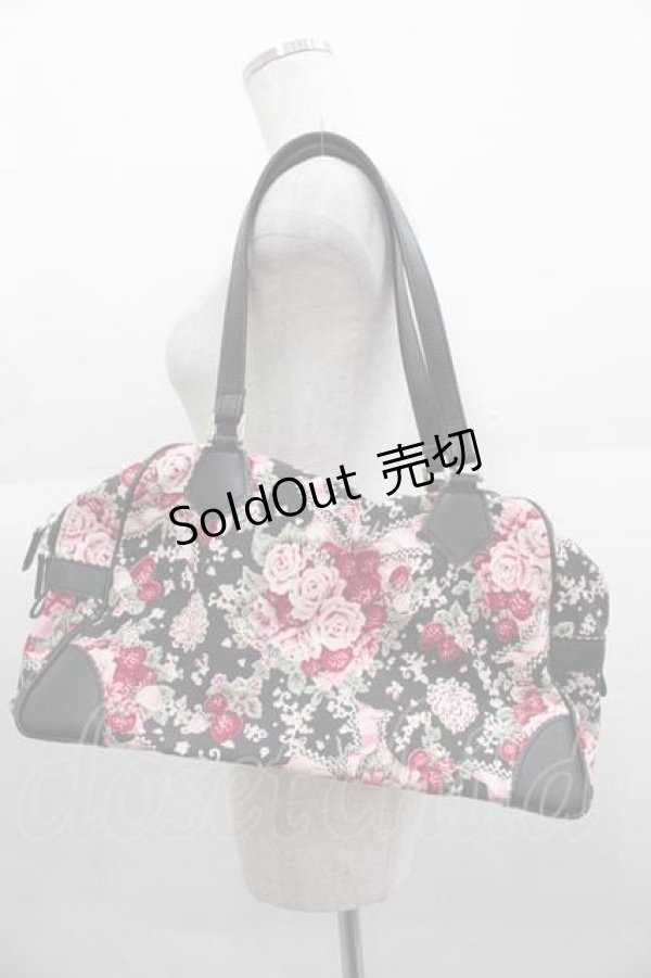 画像1: BABY,THE STARS SHINE BRIGHT / シュガーブーケ柄ボストン型BAG  黒 I-25-09-11-064-BA-BG-HD-ZI (1)