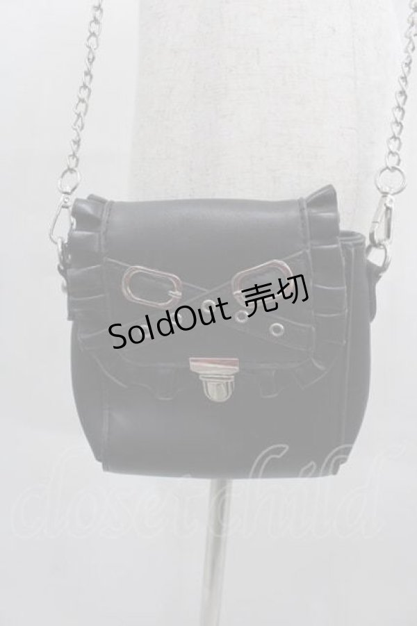 画像1: Jamie エーエヌケー / ハトメ合皮ポシェット  黒Ｘシルバー I-25-09-11-065-LO-BG-HD-ZI (1)