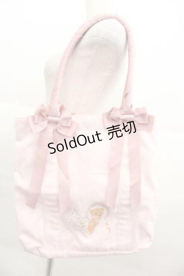 画像1: m petit by misako / ラビットベアプリントトートバッグ  ピンク I-25-09-11-067-LO-BG-HD-ZI (1)