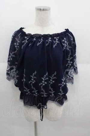 画像: axes femme / 刺繍ブラウジングプルオーバー M ネイビー I-25-09-11-008-AX-TO-HD-ZI