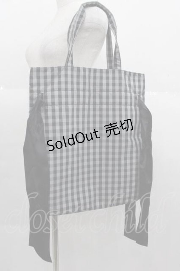 画像2: Maison de FLEUR / クロミダブルリボントートバッグ  黒チェック I-25-09-11-073-LO-BG-HD-ZI (2)