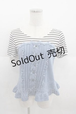 画像: axes femme / ビスチェ重ね着風トップス M ネイビー×サックス I-25-09-11-009-AX-TO-HD-ZI