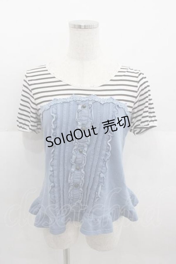 画像1: axes femme / ビスチェ重ね着風トップス M ネイビー×サックス I-25-09-11-009-AX-TO-HD-ZI (1)