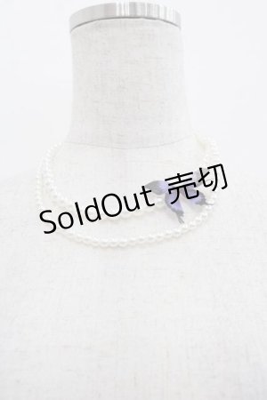 画像: LeMiroie / リボンブローチ&パールネックレスセット  青Ｘ白 I-25-09-11-079-LO-AC-HD-ZI