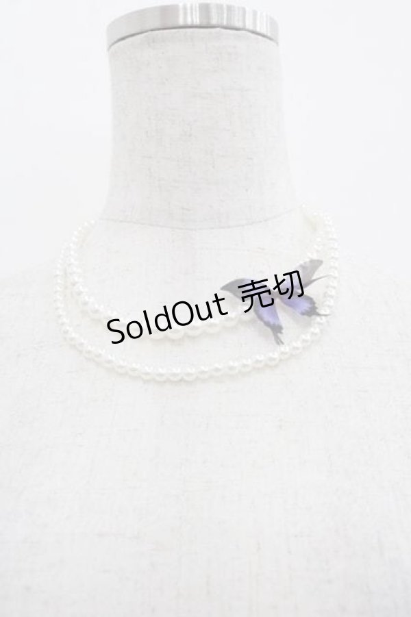 画像1: LeMiroie / リボンブローチ&パールネックレスセット  青Ｘ白 I-25-09-11-079-LO-AC-HD-ZI (1)