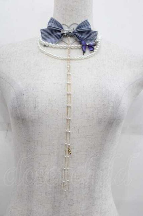 画像4: LeMiroie / リボンブローチ&パールネックレスセット  青Ｘ白 I-25-09-11-079-LO-AC-HD-ZI (4)