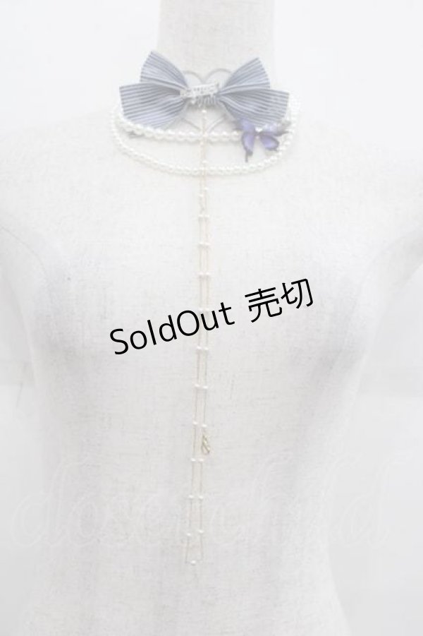 画像4: LeMiroie / リボンブローチ&パールネックレスセット  青Ｘ白 I-25-09-11-079-LO-AC-HD-ZI (4)