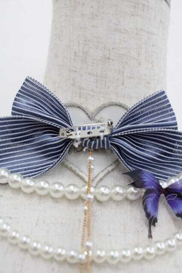 画像5: LeMiroie / リボンブローチ&パールネックレスセット  青Ｘ白 I-25-09-11-079-LO-AC-HD-ZI (5)