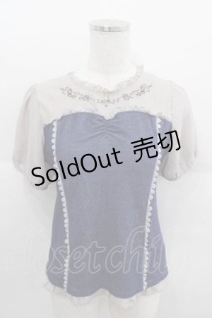 画像: axes femme POETIQUE / マリン刺繍ビスチェ切替プルオーバー M グレー×インディゴ I-25-09-11-010-AX-TO-HD-ZI