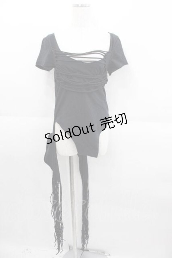 画像1: alice auaa / フリンジ変形ロングC/S 1 黒 I-25-09-11-012-AA-TO-HD-ZI (1)