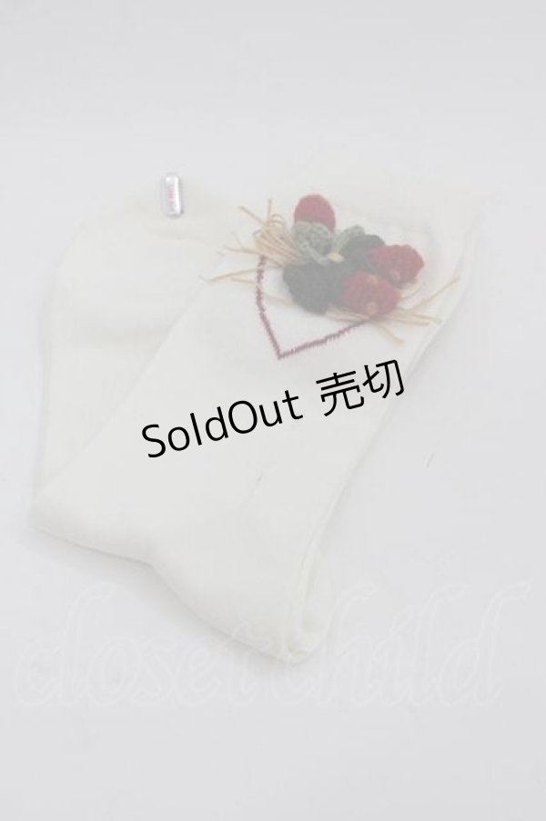 画像1: PINK HOUSE / いちご編みぐるみソックス  ホワイト I-25-09-11-106-LO-ZA-HD-ZI (1)