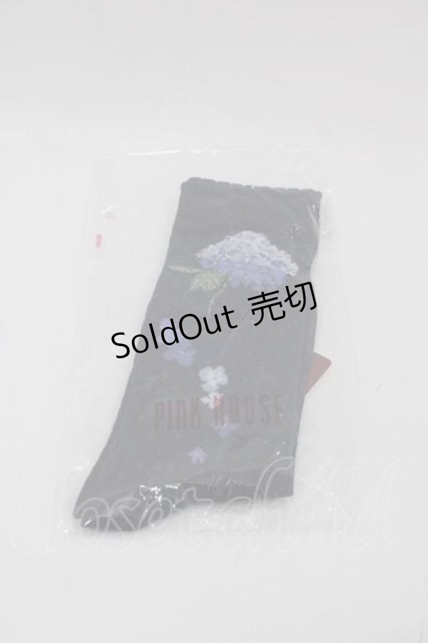 画像1: PINK HOUSE / あじさいモチーフソックス  ネイビー I-25-09-11-117-LO-ZA-HD-ZI (1)