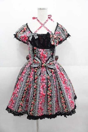 画像: Angelic Pretty / スウィートリボンストロベリーワンピース  黒 I-25-09-11-015-AP-OP-HD-ZI