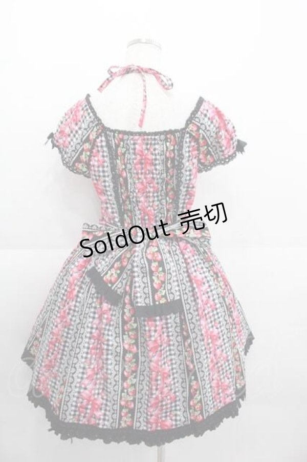 画像2: Angelic Pretty / スウィートリボンストロベリーワンピース  黒 I-25-09-11-015-AP-OP-HD-ZI (2)
