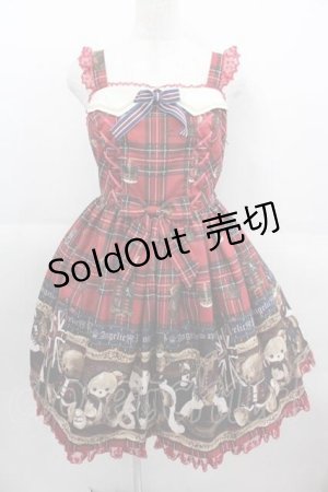 画像: Angelic Pretty / British Bearジャンパースカートセット ジャンパースカート単品  赤 I-25-09-11-016-AP-OP-HD-ZI