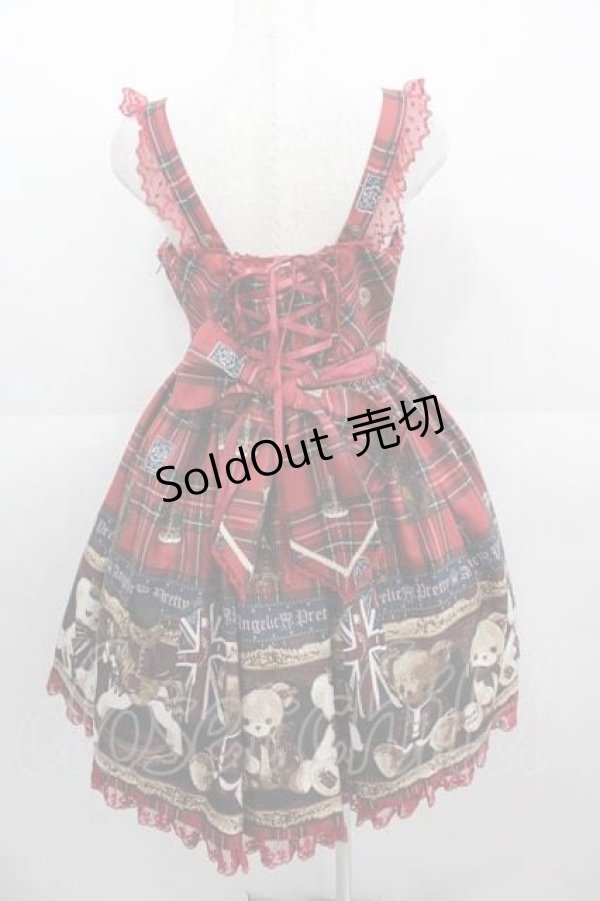 画像2: Angelic Pretty / British Bearジャンパースカートセット ジャンパースカート単品  赤 I-25-09-11-016-AP-OP-HD-ZI (2)