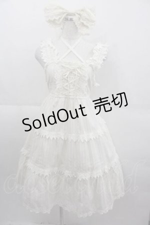 画像: BABY,THE STARS SHINE BRIGHT / からみ3段ティアードジャンパースカート＆カチューシャ  生成り I-25-09-11-019-BA-OP-HD-ZI