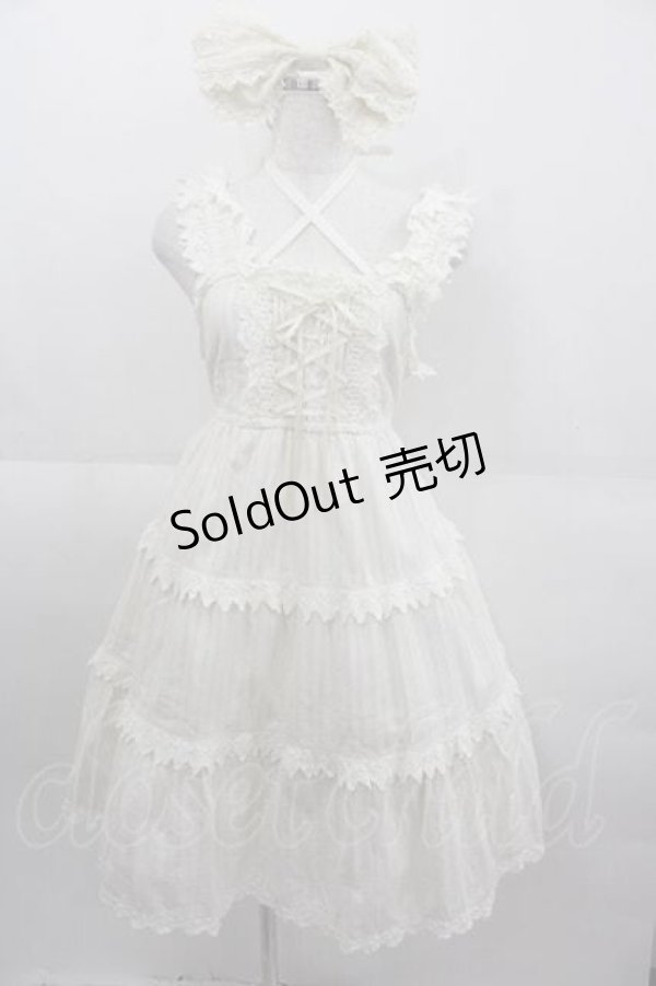 画像1: BABY,THE STARS SHINE BRIGHT / からみ3段ティアードジャンパースカート＆カチューシャ  生成り I-25-09-11-019-BA-OP-HD-ZI (1)