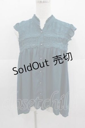 画像: axes femme / 胸元レースノースリブラウス M グリーン I-25-09-11-004-AX-BL-HD-ZI