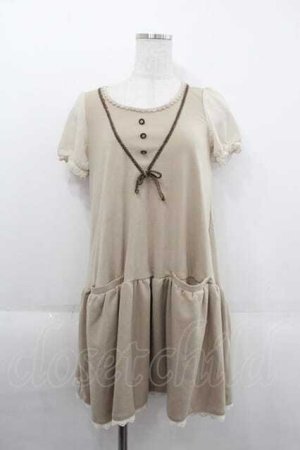 画像: axes femme / V字ブレード&シフォン袖チュニック M ベージュ I-25-09-11-038-AX-TO-HD-ZI
