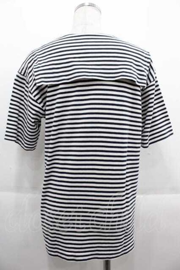 画像2: INGEBORG / ボーダーセーラー衿カットソー M ネイビー I-25-09-13-044-LO-TO-HD-ZT453 (2)