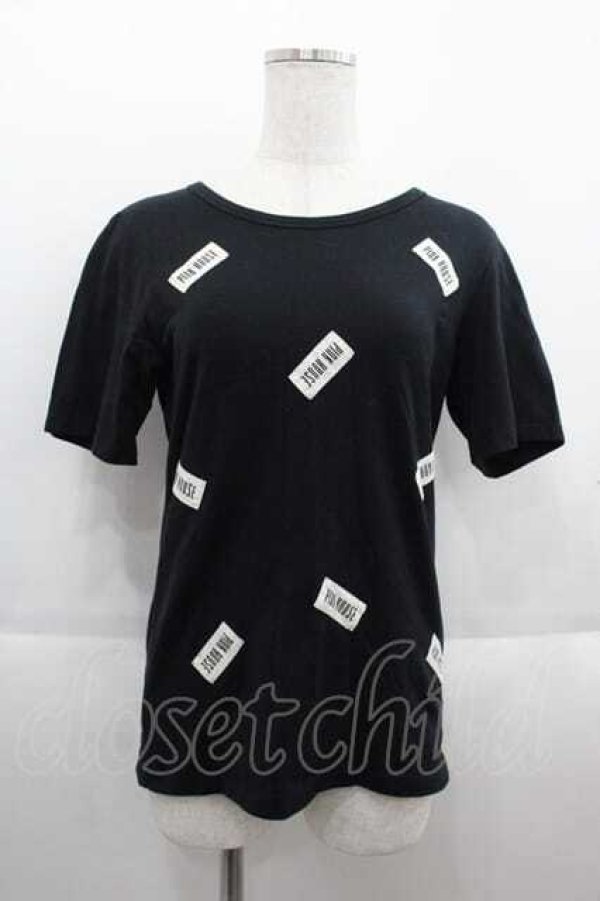 画像1: PINK HOUSE / ロゴワッペン半袖Tシャツ M ブラック I-25-09-13-046-LO-TS-HD-ZT077 (1)