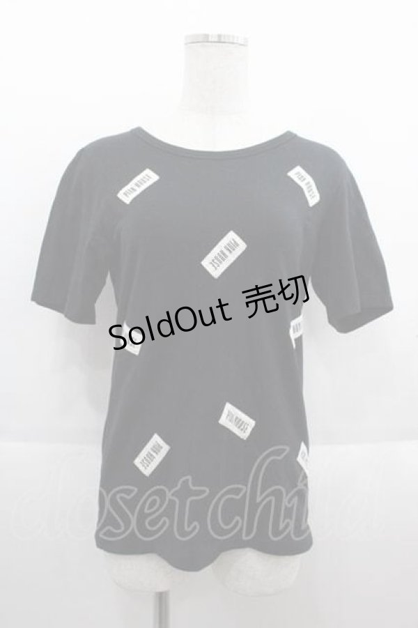 画像1: 【SALE】PINK HOUSE / ロゴワッペン半袖Tシャツ M ブラック I-25-09-13-046-LO-TS-HD-ZT077 (1)
