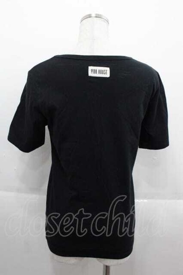 画像2: PINK HOUSE / ロゴワッペン半袖Tシャツ M ブラック I-25-09-13-046-LO-TS-HD-ZT077 (2)