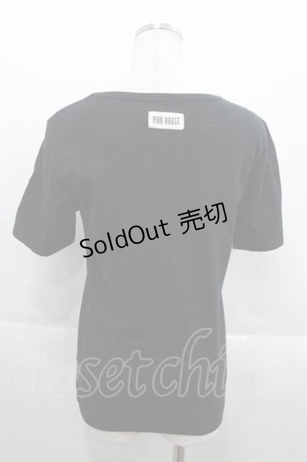 画像2: 【SALE】PINK HOUSE / ロゴワッペン半袖Tシャツ M ブラック I-25-09-13-046-LO-TS-HD-ZT077 (2)
