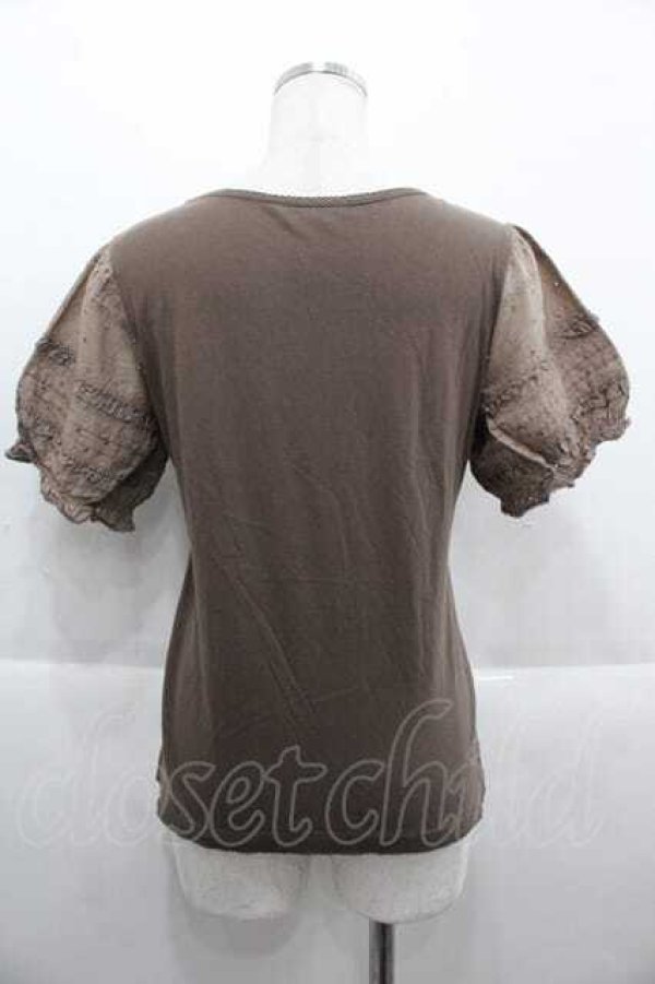 画像2: PINK HOUSE / 袖綿レース半袖トップス L ブラウン I-25-09-13-050-LO-TO-HD-ZT452 (2)